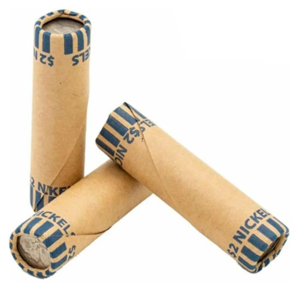 36 ROLLS PREFORMED NICKELS COIN WRAPPERS TUBES 5 CENTS (Holds $2 Each) (1 Pack)